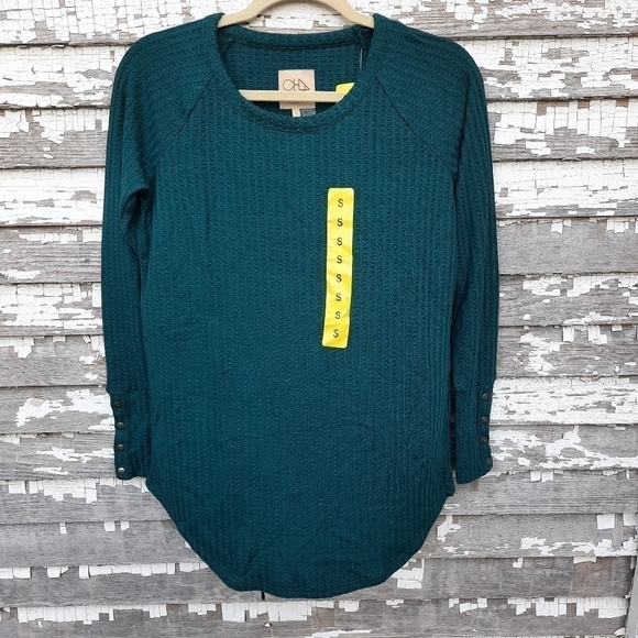 Chaser Tops - 🌟 Chaser Sea Green Waffle Knit Thermal Long Sleeve Shirt size small